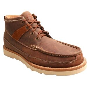 TWISTED X MEN'S BROWN OILED SADDLE CREPE WEDGE STEEL TOE LACE UP Shoes 13